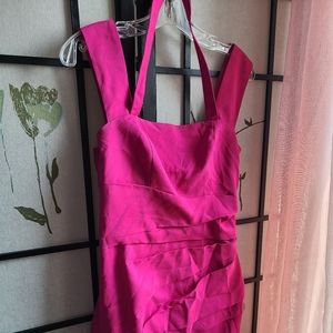 Express Pink Pleated Halter Dress